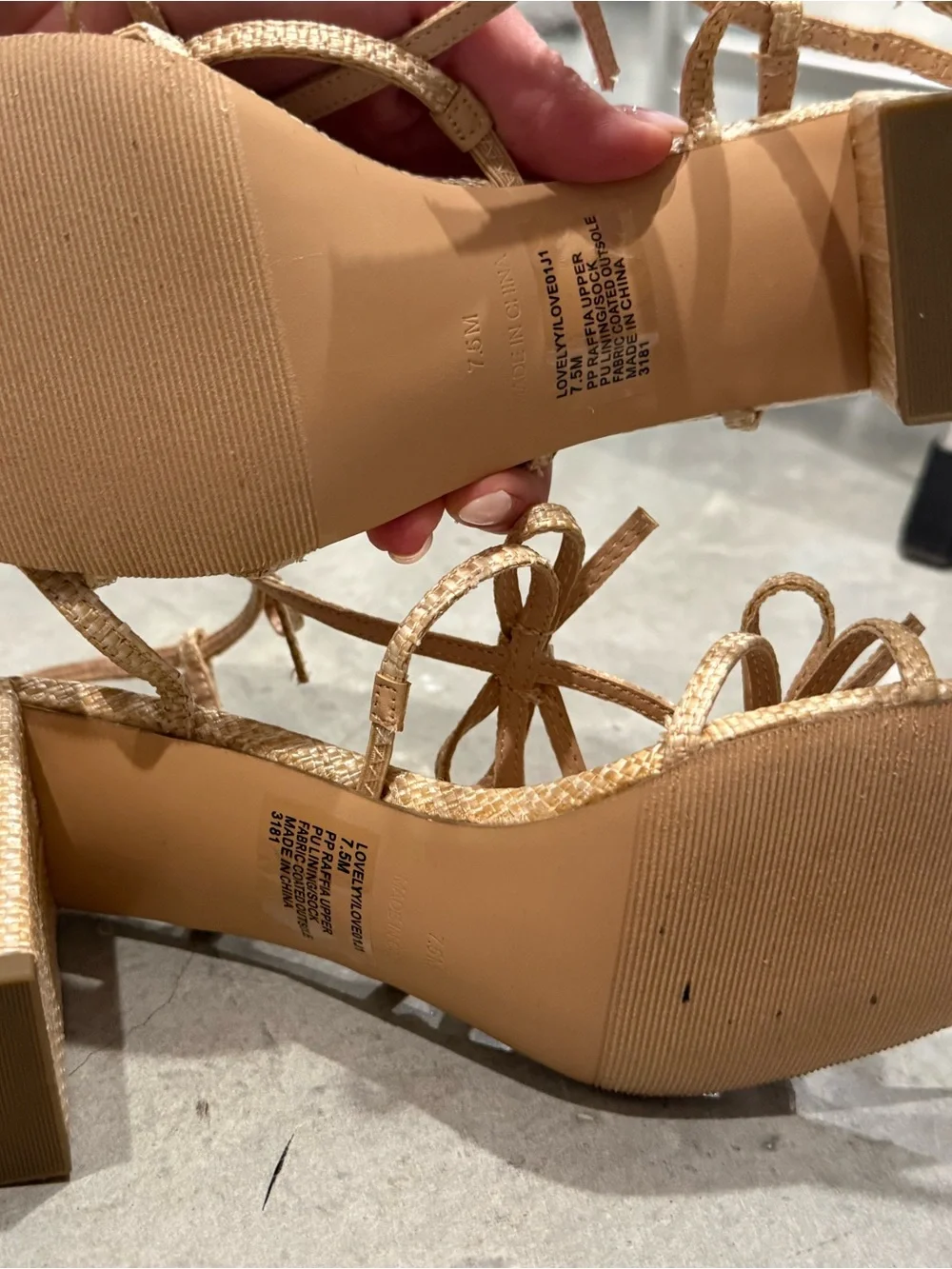 Madden Girl Beige Strappy Block Heel Sandal with Ankle Ties
